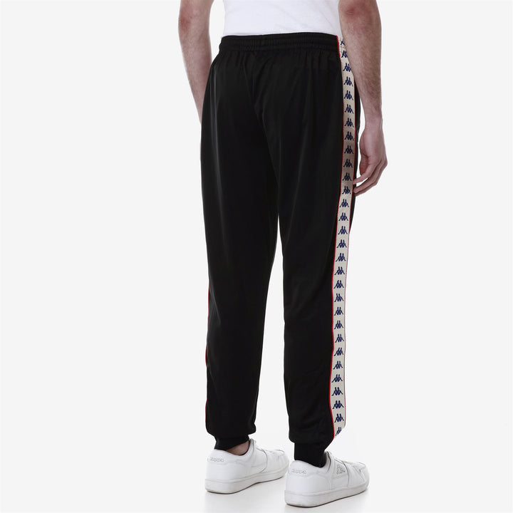 Pants Man 222 BANDA   RASTORIA SLIM Sport Trousers BLACK-WHITE ANTIQUE-RED Detail Double				