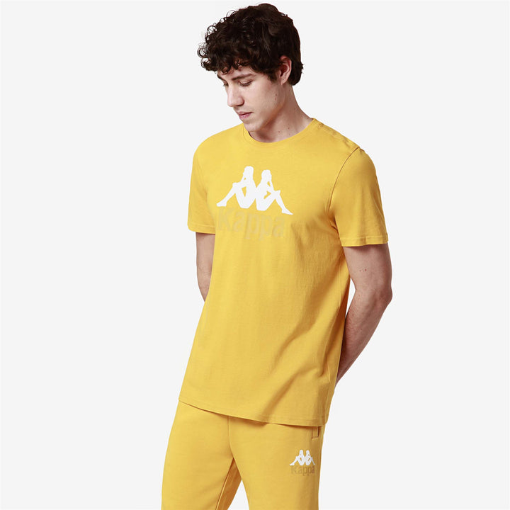 T-ShirtsTop Man AUTHENTIC   ESTESSI T-Shirt YELLOW SUNSET - WHITE BRIGHT Dressed Front Double		