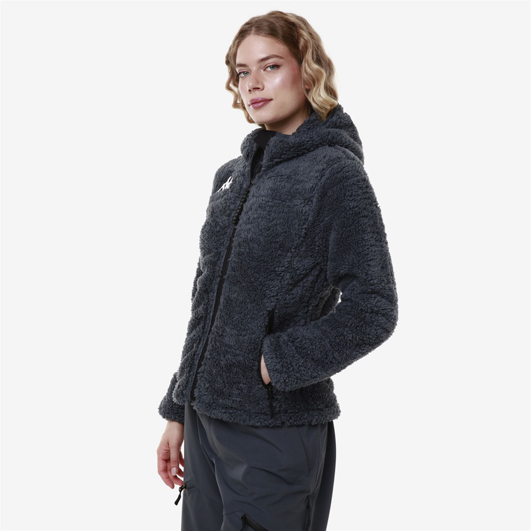 Fleece Woman 6CENTO 645S Jacket GREY ASPHALT Dressed Front Double		