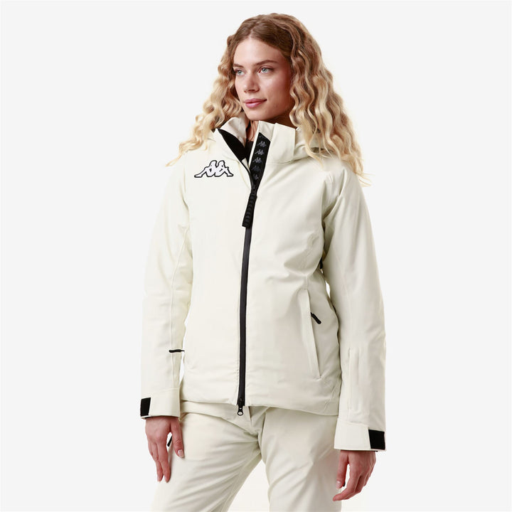 Jackets Woman 6CENTO 610 Mid WHITE MILK-BLACK Dressed Front Double		