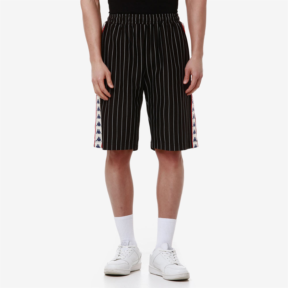 Shorts Man 222 BANDA LULLO Sport  Shorts BLACK-WHITE ANTIQUE-RED Detail (jpg Rgb)			