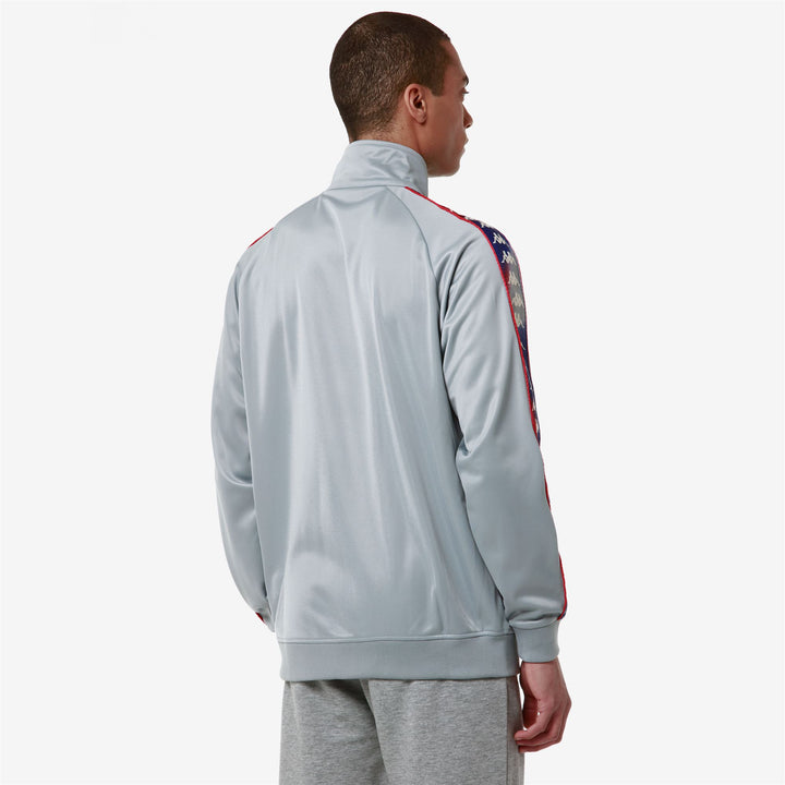 Fleece Man 222 BANDA ANNISTONGT Jacket GRAPHIK TAPE GREY-BLUE ROYAL-RED Detail Double				