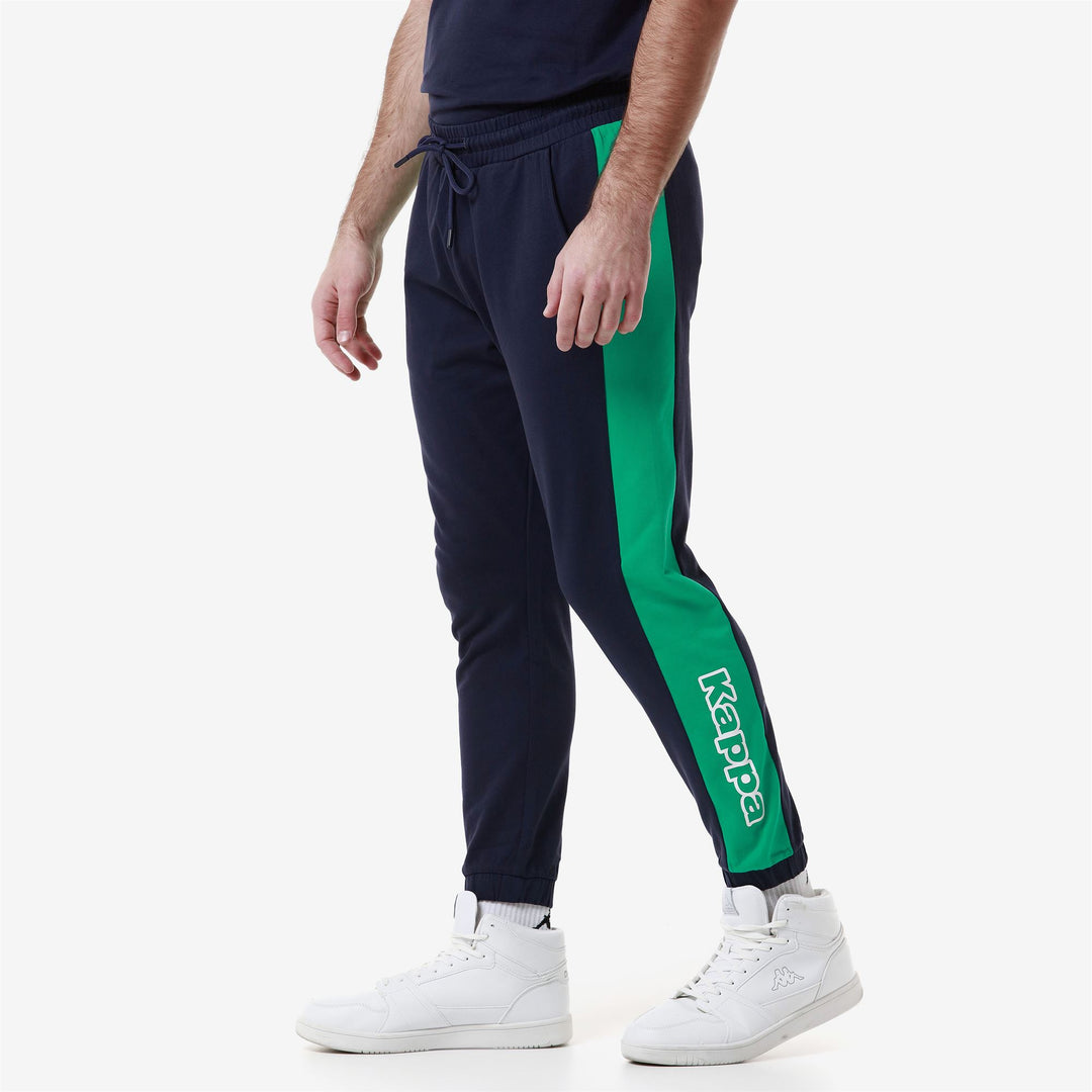 Pants Man LOGO FOLIO Sport Trousers BLUE MEDIEVAL - GREEN BLARNEY Dressed Front Double		