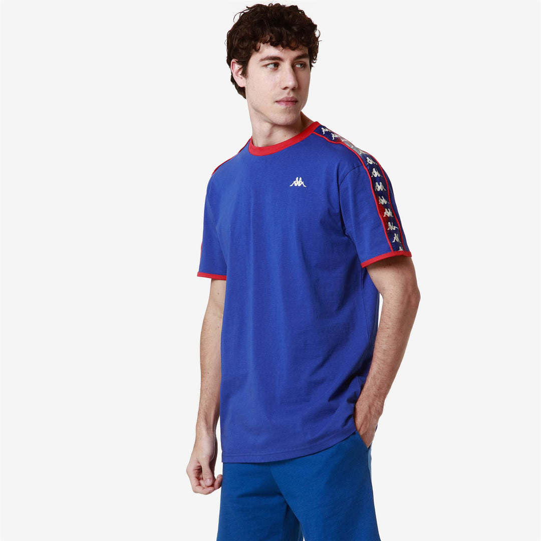 T-ShirtsTop Man 222 BANDA LILOGT T-Shirt GRAPHIK TAPE BLUE ROYAL-RED-GREY Dressed Front Double		