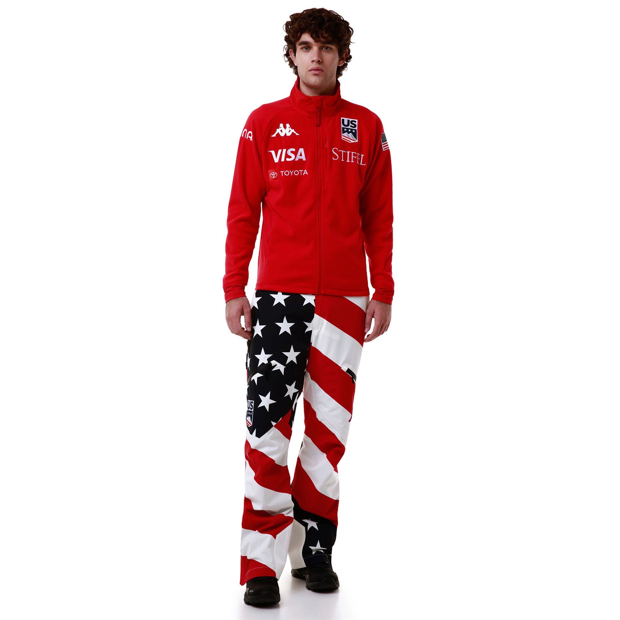 Red Men's Slim Fit Ski Fleece with Windproof Collar | Kappa
