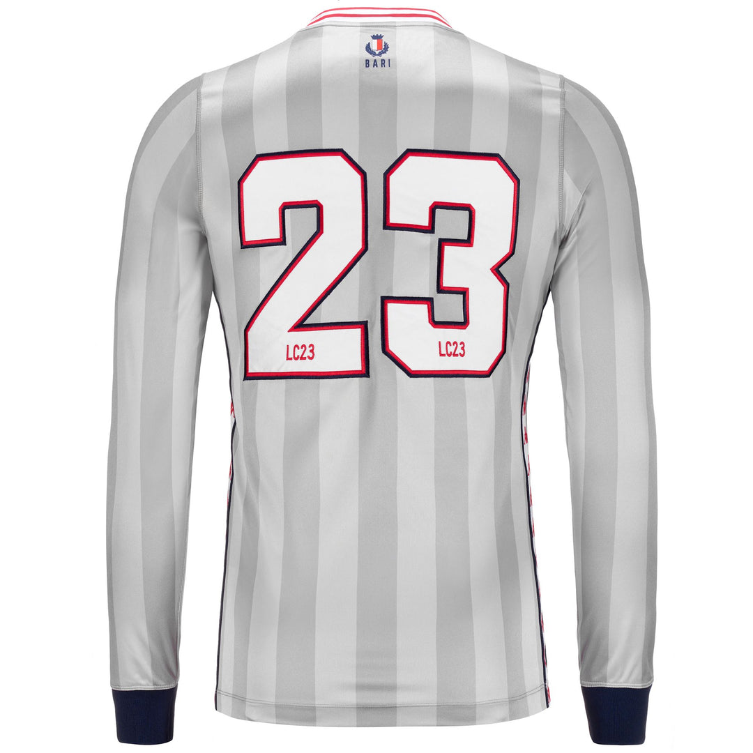 Active Jerseys Man 222 BANDA KOMBAT 2024 SSC BARI Shirt SILVER -BLUE NAVY-RED-WHITE Dressed Side (jpg Rgb)		