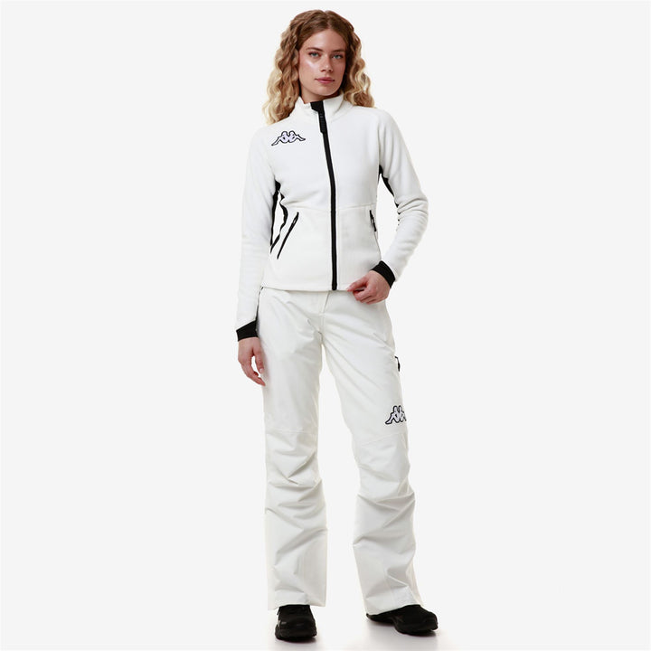 Fleece Woman 6CENTO 688N Jacket WHITE MILK - BLACK Dressed Back (jpg Rgb)		