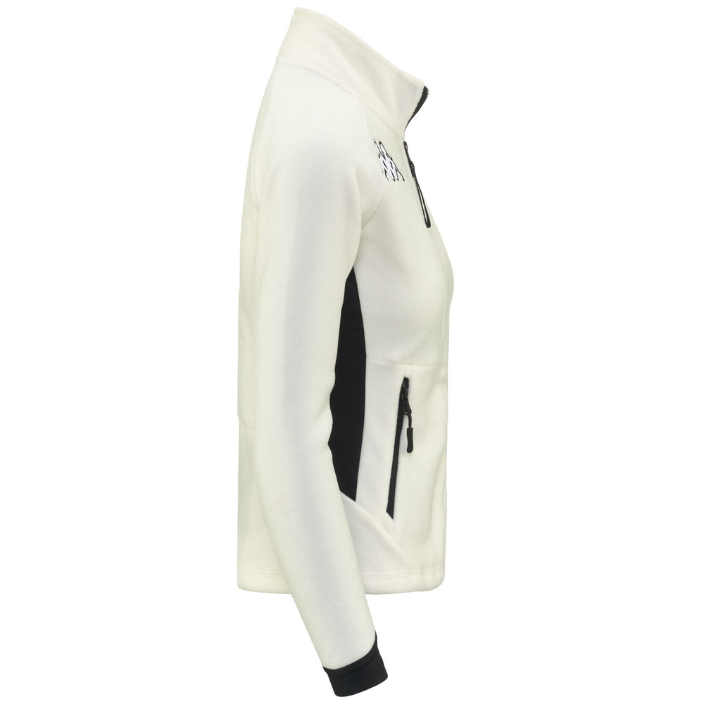 Fleece Woman 6CENTO 688N Jacket WHITE MILK - BLACK Dressed Front (jpg Rgb)	