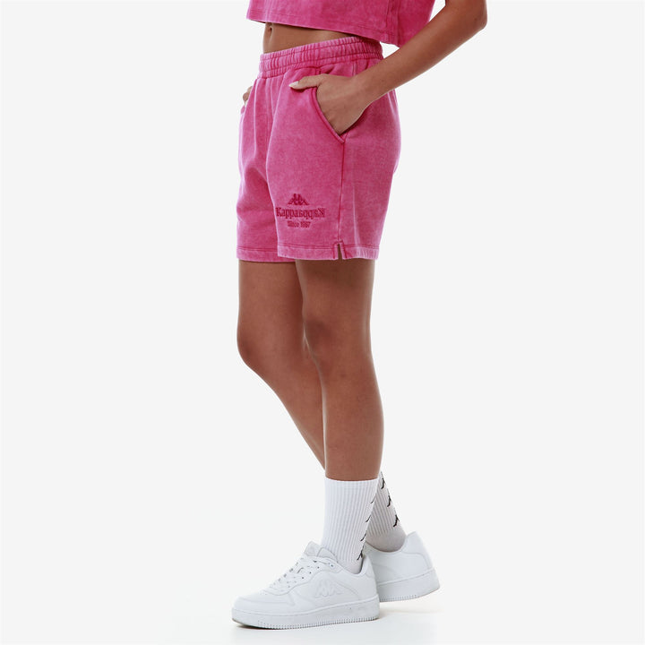 Shorts Woman AUTHENTIC PREMIUM LASS Sport  Shorts FUCHSIA-FUCHSIA PURPLE Dressed Front Double		
