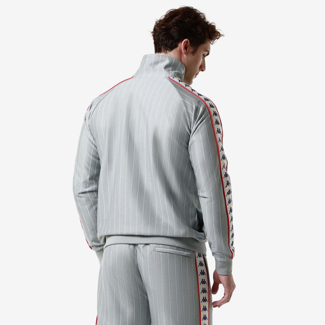 Fleece Man 222 BANDA LAURO Jacket GREY-WHITE ANTIQUE-RED Detail Double				