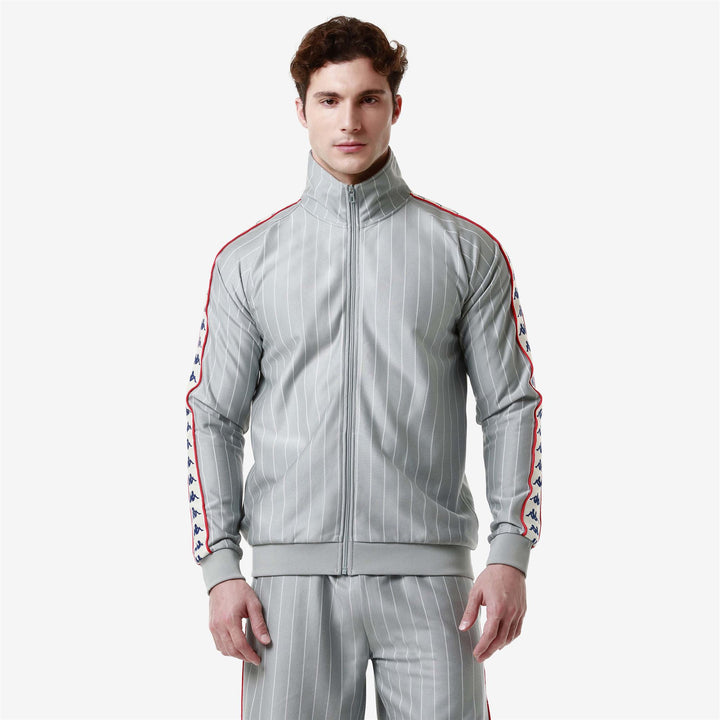 Fleece Man 222 BANDA LAURO Jacket GREY-WHITE ANTIQUE-RED Detail (jpg Rgb)			