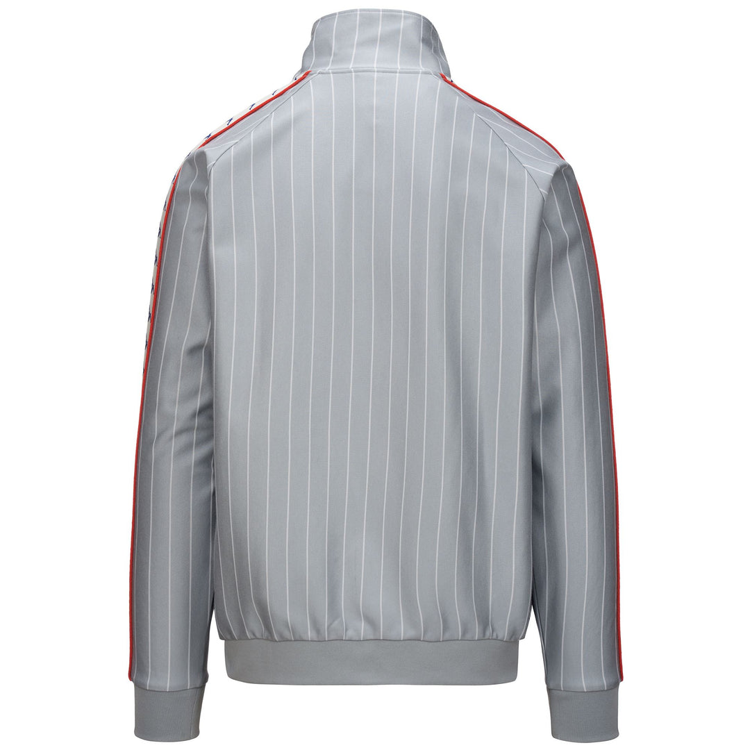 Fleece Man 222 BANDA LAURO Jacket GREY-WHITE ANTIQUE-RED Dressed Side (jpg Rgb)		