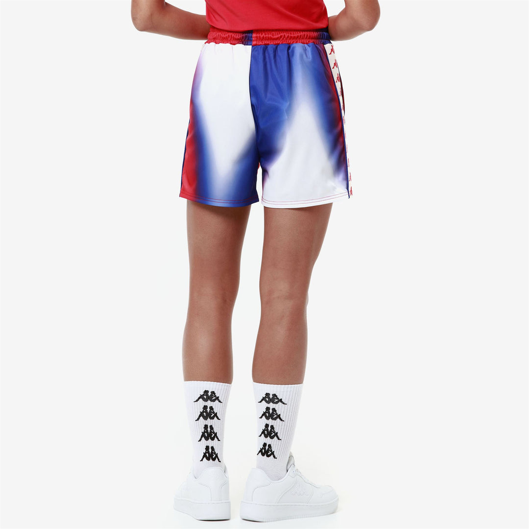 Shorts Woman 222 BANDA SACHA 2 GRAPHIK Sport  Shorts GRAPHIK RED-BLUE ROYAL-WHITE ANTIQUE Detail Double				