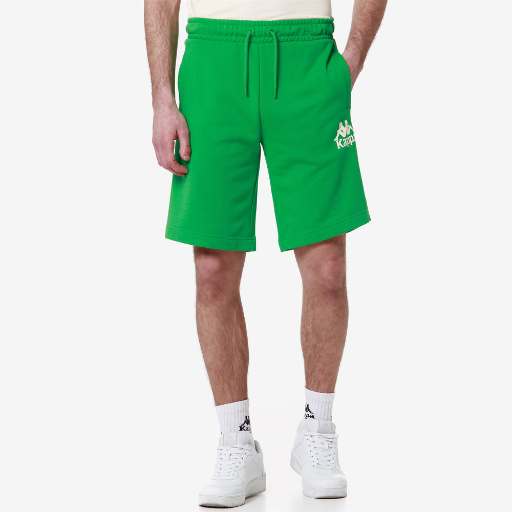 Shorts Man AUTHENTIC UPPSALA 2 Sport  Shorts GREEN FERN - WHITE ANTIQUE Detail (jpg Rgb)			
