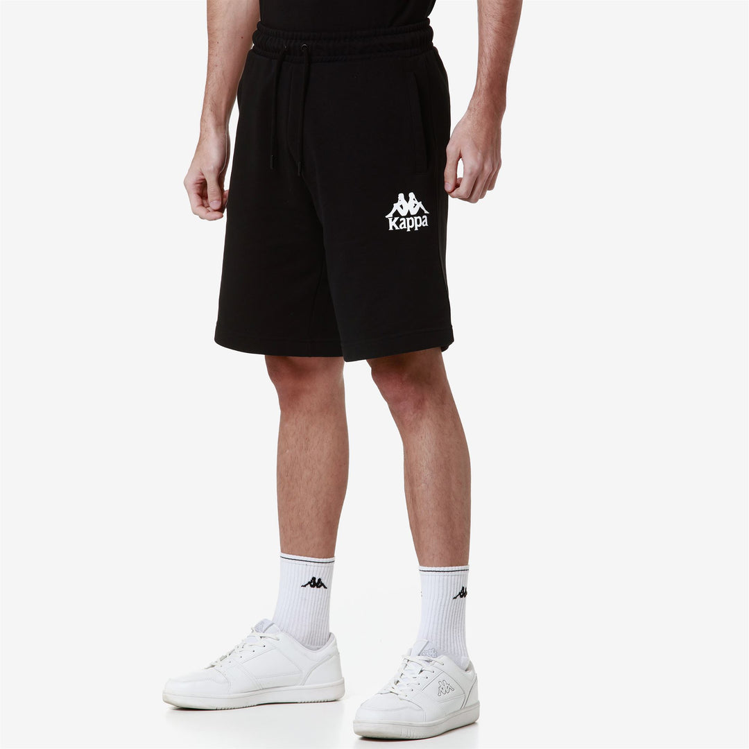 Shorts Man AUTHENTIC UPPSALA 2 Sport  Shorts BLACK - WHITE Dressed Front Double		