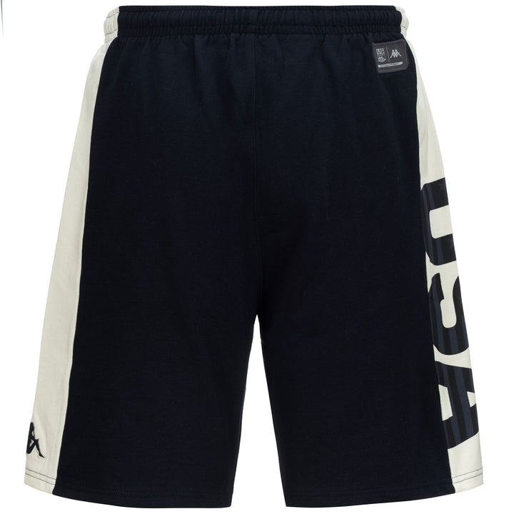 Shorts Unisex ALOZIP USA US Sport  Shorts BLUE DK NAVY-WHITE MILK Dressed Side (jpg Rgb)		