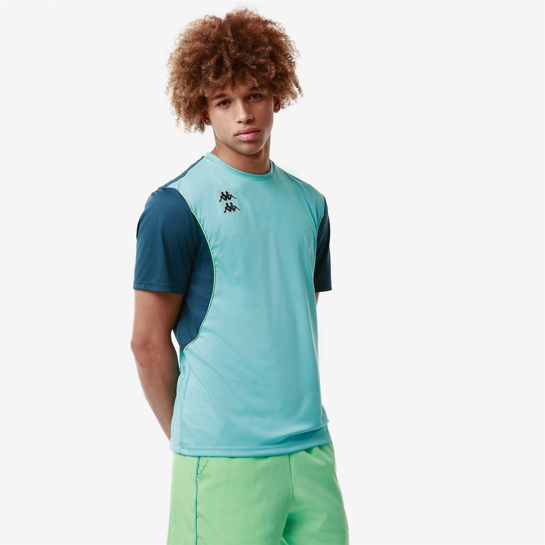 Active Jerseys Man KOMBAT PADEL FAGUS Shirt TURQUOISE CURACAO - BLUE LEGION Dressed Front Double		