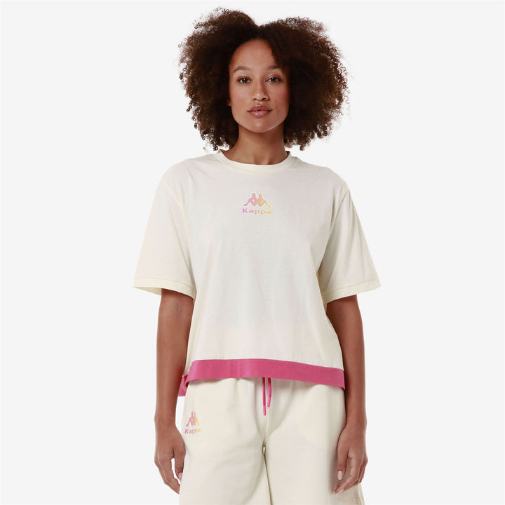 T-ShirtsTop Woman LOGO FLUSSA T-Shirt WHITE WHISPER - PINK FANDANGO Detail (jpg Rgb)			