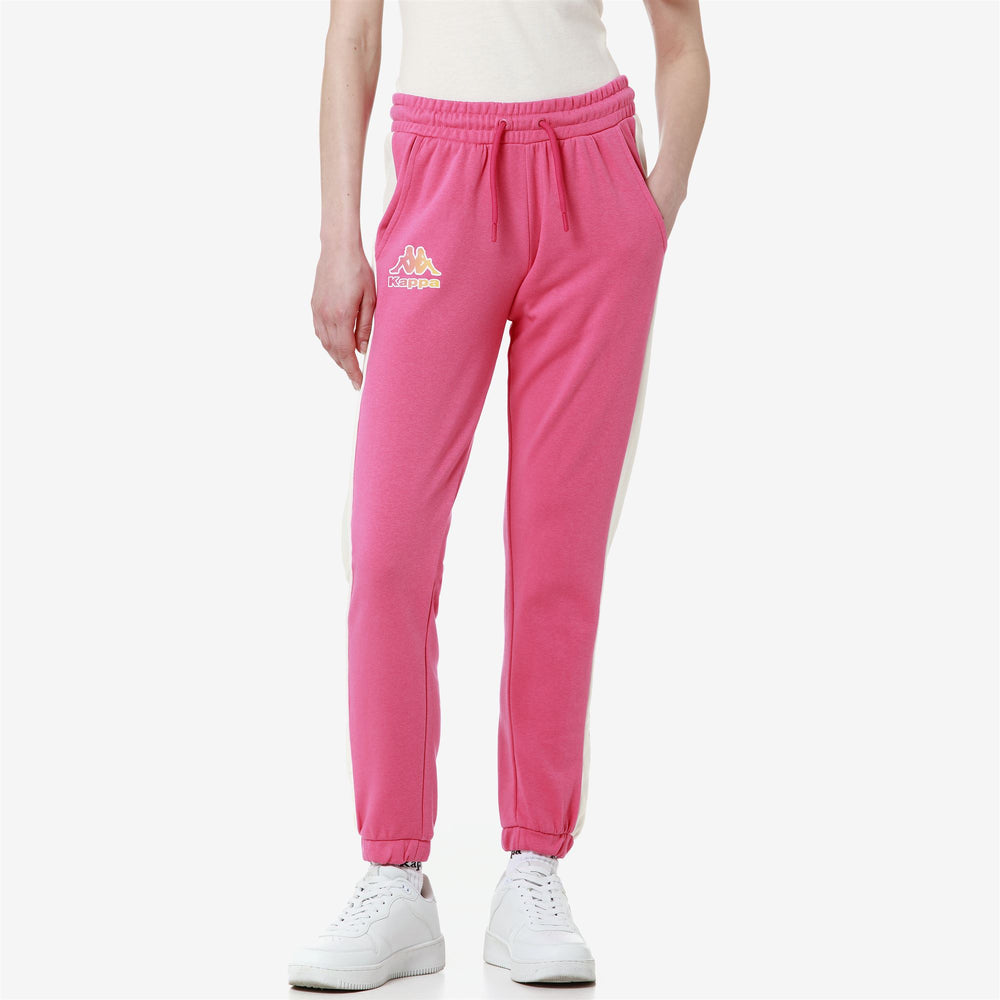 Pants Woman LOGO FESIA Sport Trousers PINK FANDANGO - WHITE WHISPER Detail (jpg Rgb)			