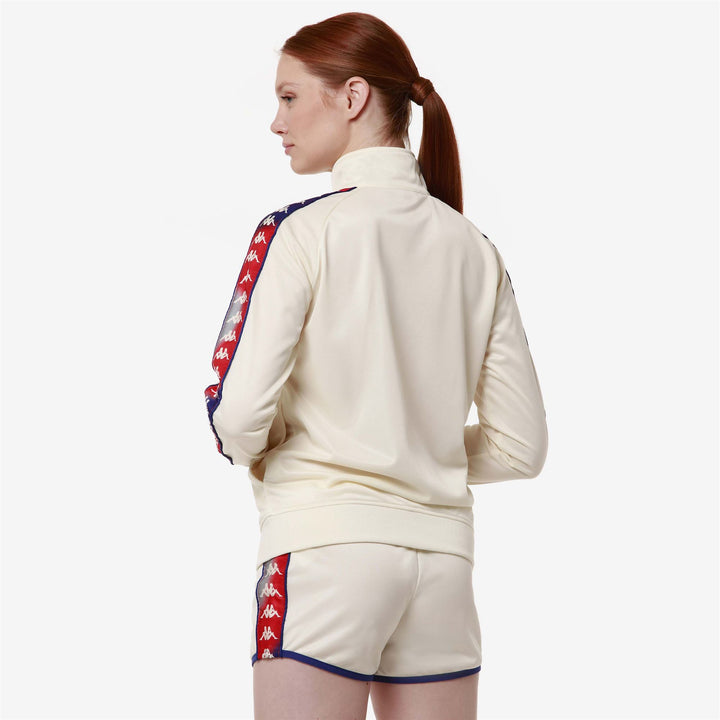 Fleece Woman 222 BANDA WANNISTONGT Jacket GRAPHIK TAPE WHITE ANTIQUE-RED-GREY Detail Double				