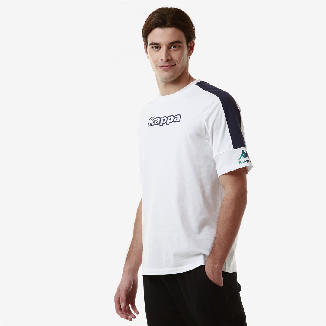 T-ShirtsTop Man LOGO FAGIOM T-Shirt WHITE - BLUE MEDIEVAL Dressed Front Double		