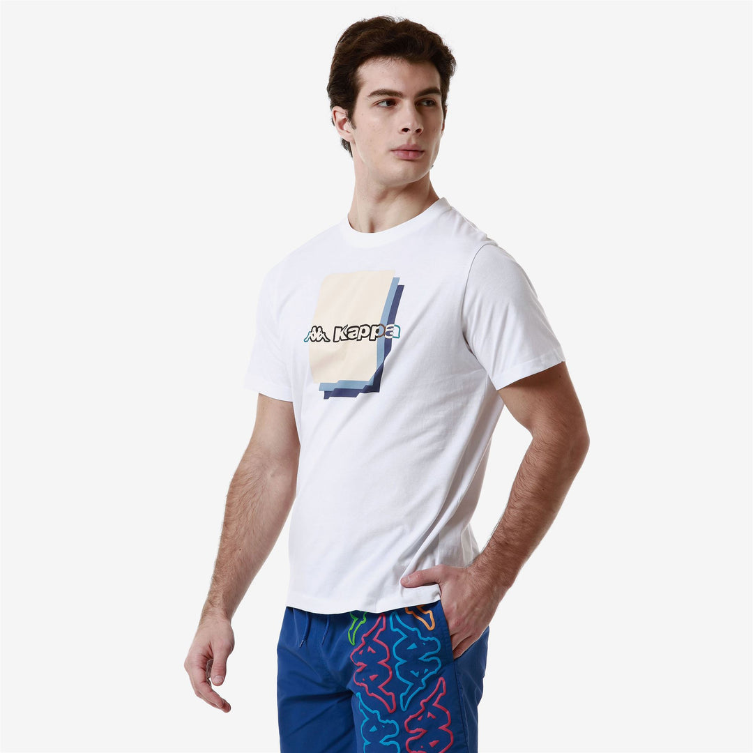 T-ShirtsTop Man LOGO FUOVIOM T-Shirt WHITE Dressed Front Double		