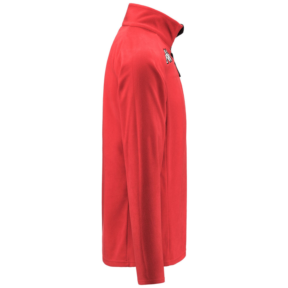 Fleece Unisex 6CENTO 687B Jumper RED-BLACK Dressed Front (jpg Rgb)	