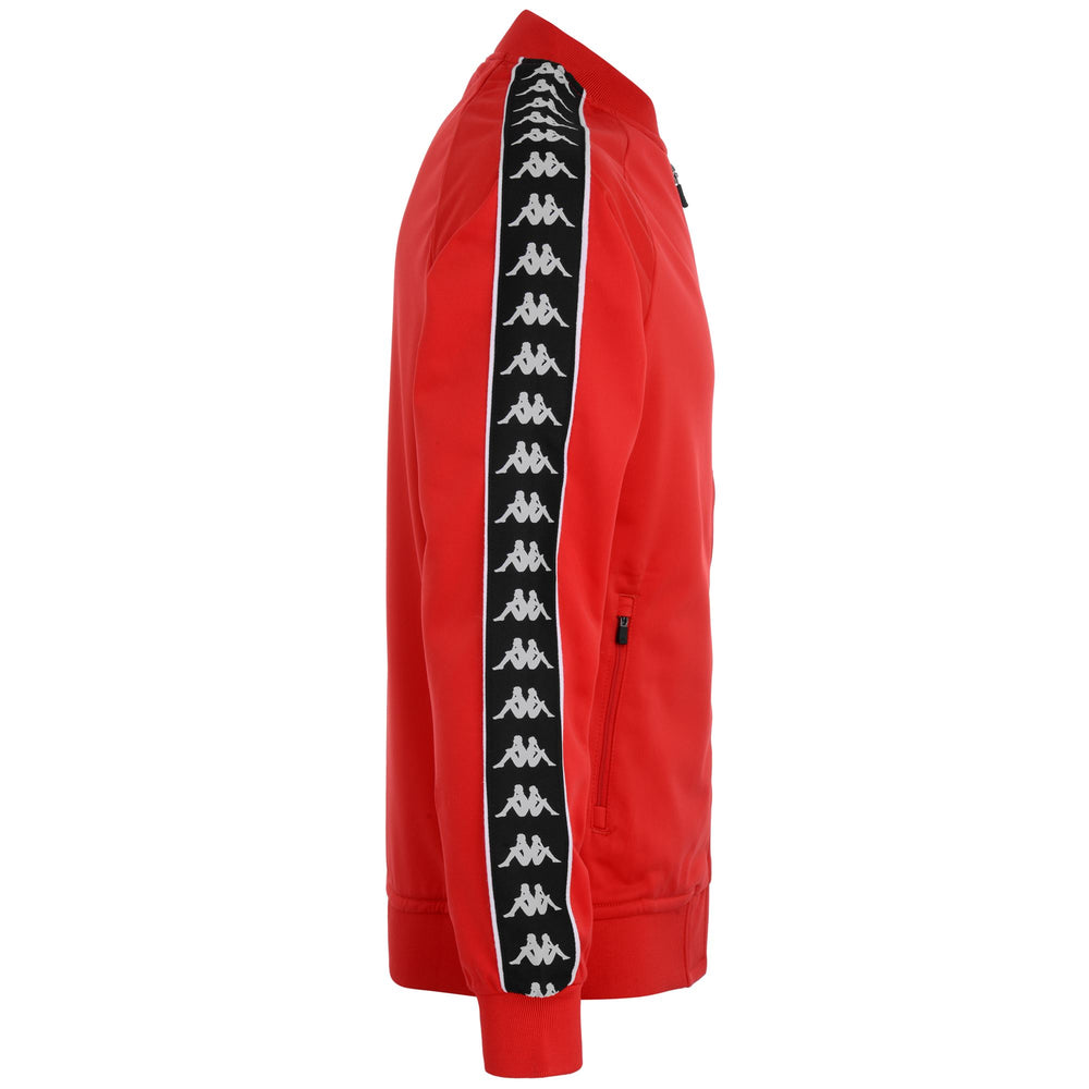 Fleece Man 222 BANDA  BOMBER SLIM Jacket RED-BLACK Dressed Front (jpg Rgb)	