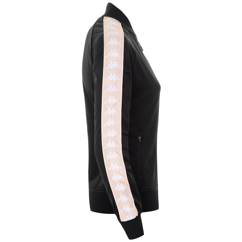 Fleece Woman 222 BANDA  WOMBER SLIM Jacket BLACK-PINK PEARL Dressed Front (jpg Rgb)	