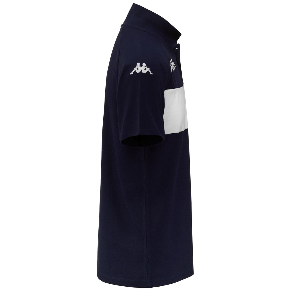 Polo Shirts Man KAPPA4FOOTBALL DIANETTI Polo BLUE MARINE - WHITE Dressed Front (jpg Rgb)	