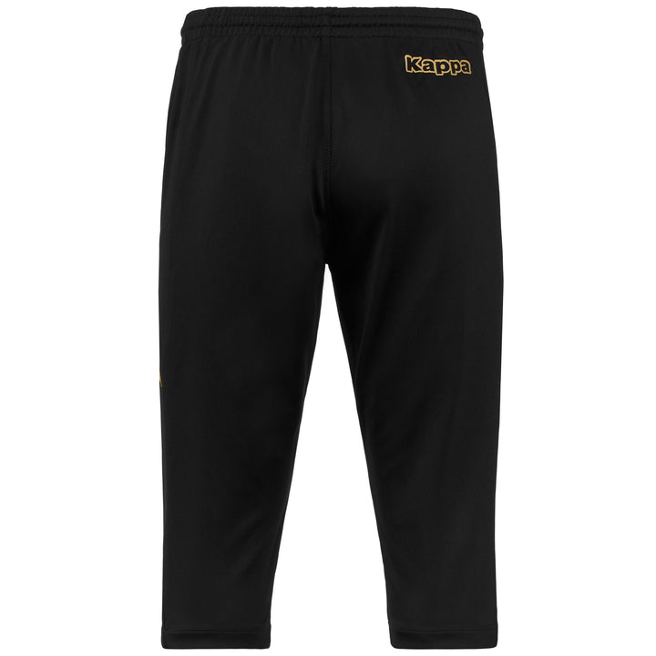 Pants Man KAPPA4FOOTBALL DESTRE Sport Trousers BLACK-GOLD Dressed Side (jpg Rgb)		