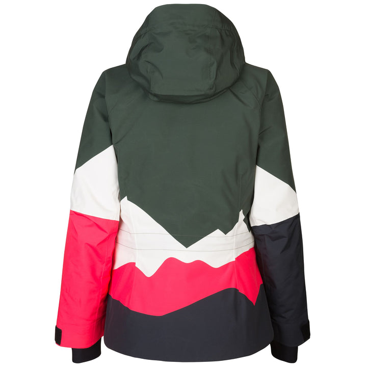 Jackets Woman 6CENTO 612P Mid GRAPHIC GREEN DK - WHITE - PINK - BLACK LT Dressed Front (jpg Rgb)	