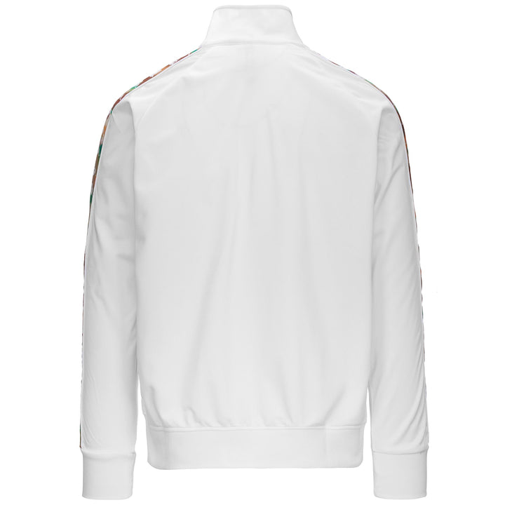 Fleece Man 222 BANDA ANNISTON GRAPHIKTAPE Jacket WHITE-GREEN GRASS-BROWN LT TOBACCO Dressed Side (jpg Rgb)		