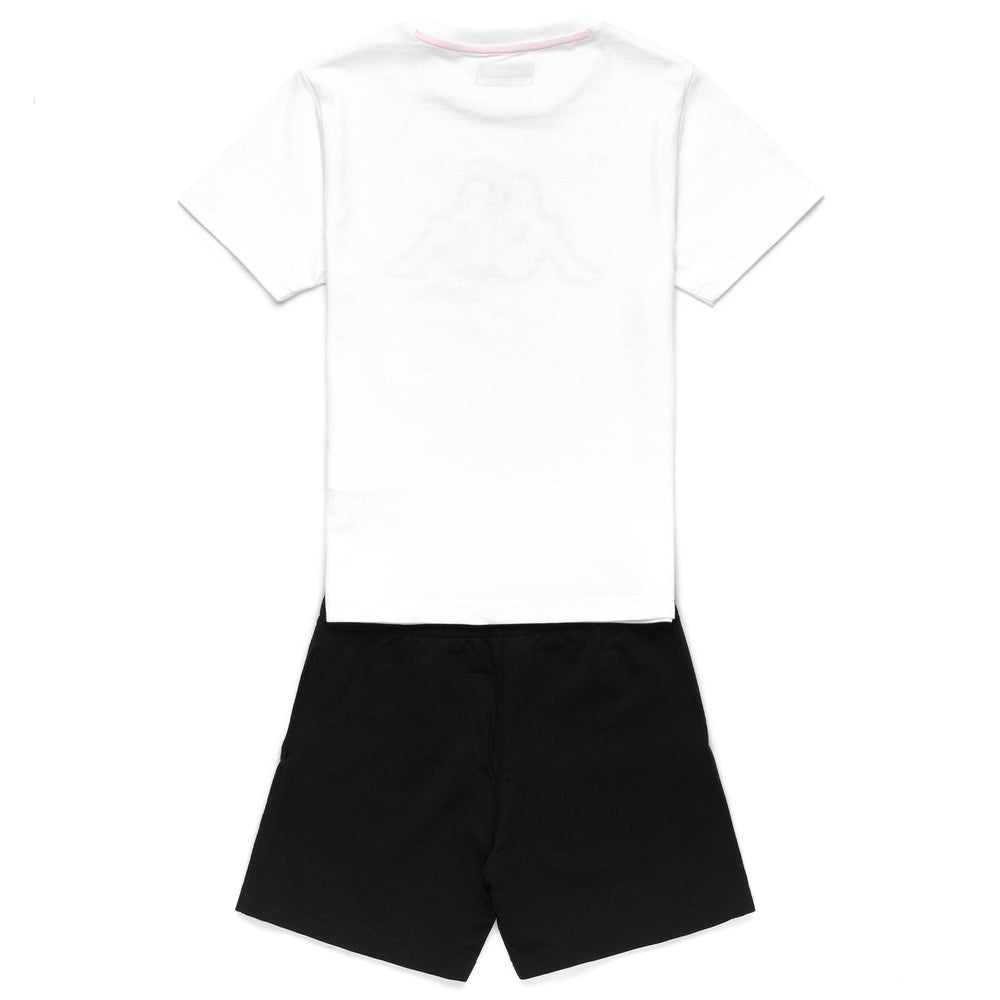 SETS Boy LOGO BALME KID SHORT/ T-SHIRT WHITE NATURAL - BLACK Dressed Front (jpg Rgb)	