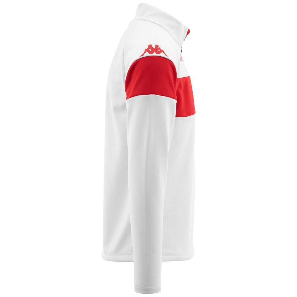 Fleece Man KAPPA4FOOTBALL DOVARE Jumper WHITE-RED Dressed Front (jpg Rgb)	
