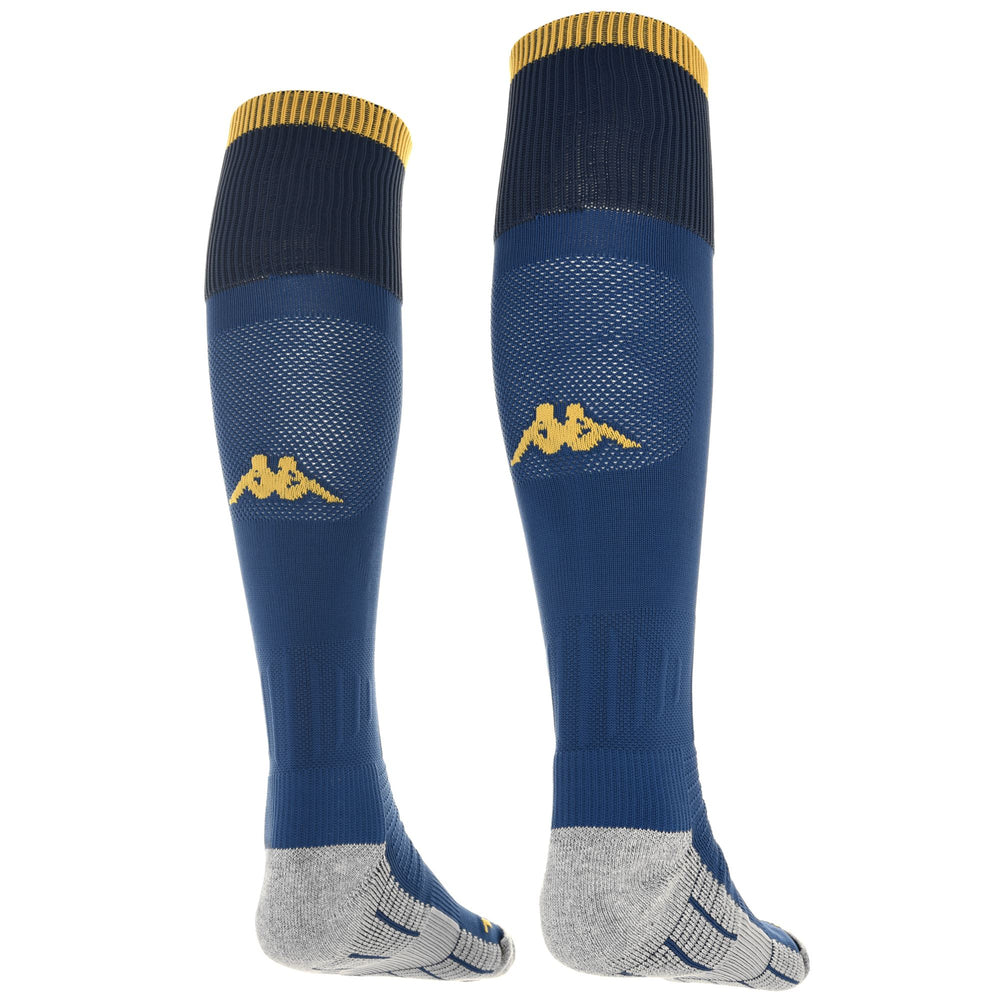 Socks Man KOMBAT SPARK PRO FIORENTINA 1PACK Knee High Sock BLUE ROYAL-YELLOW GOLD Dressed Front (jpg Rgb)	