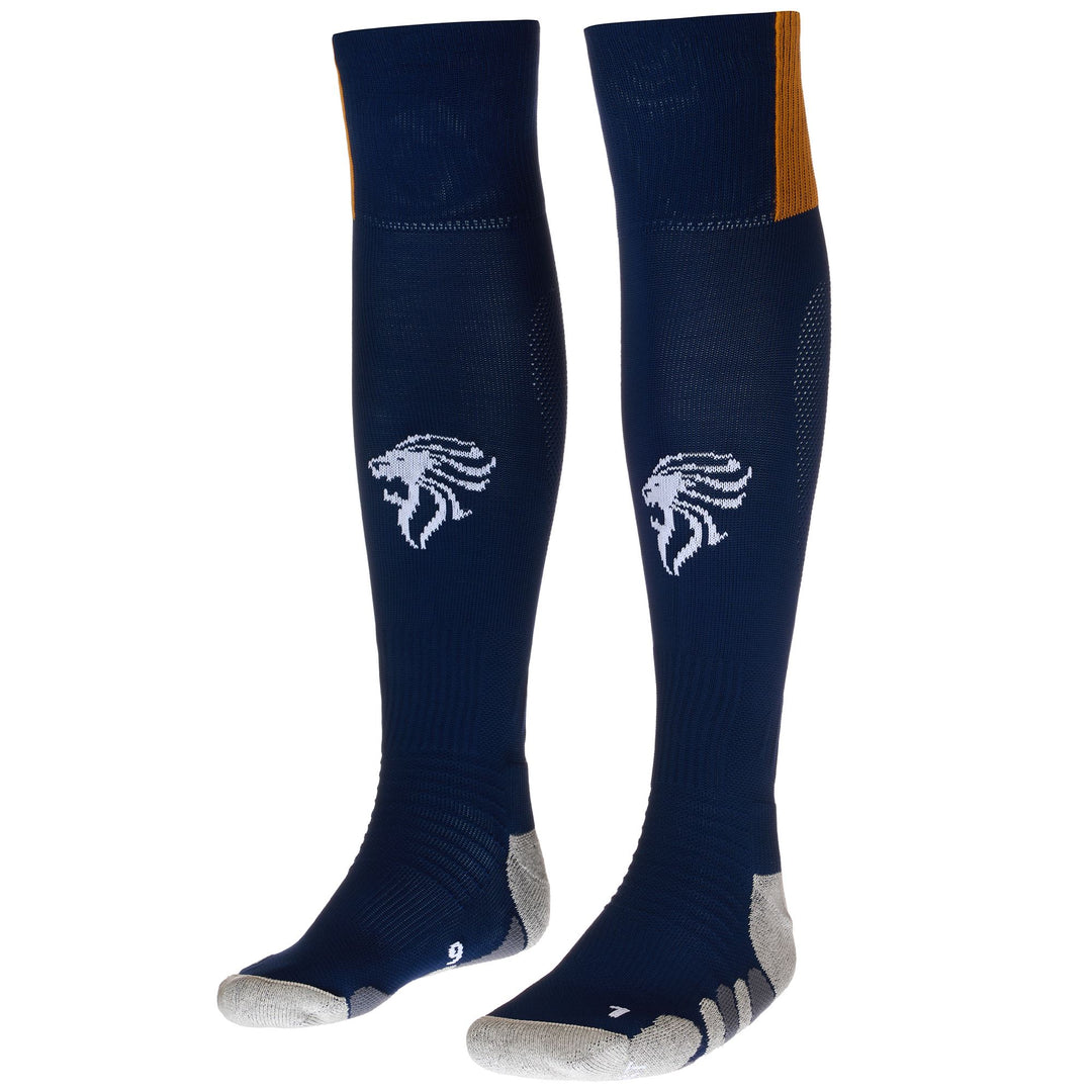 Socks Man KOMBAT SPARK PRO BRESCIA 1PACK Knee High Sock BLUE COBALT-ORANGE TURMERIC Photo (jpg Rgb)			