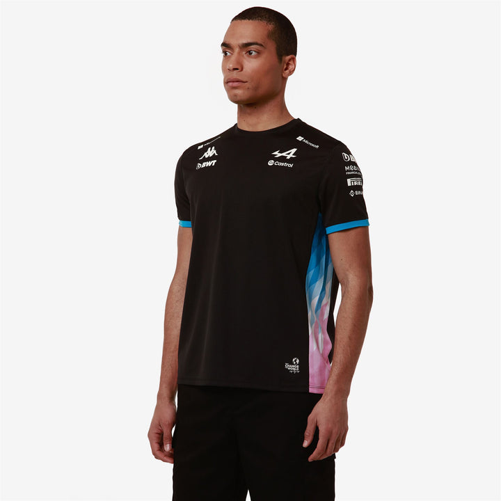 Active Jerseys Man ADOLIM ALPINE F1 Shirt BLACK - BLUE DRESDEN - PINK BEGONIA Dressed Front Double		