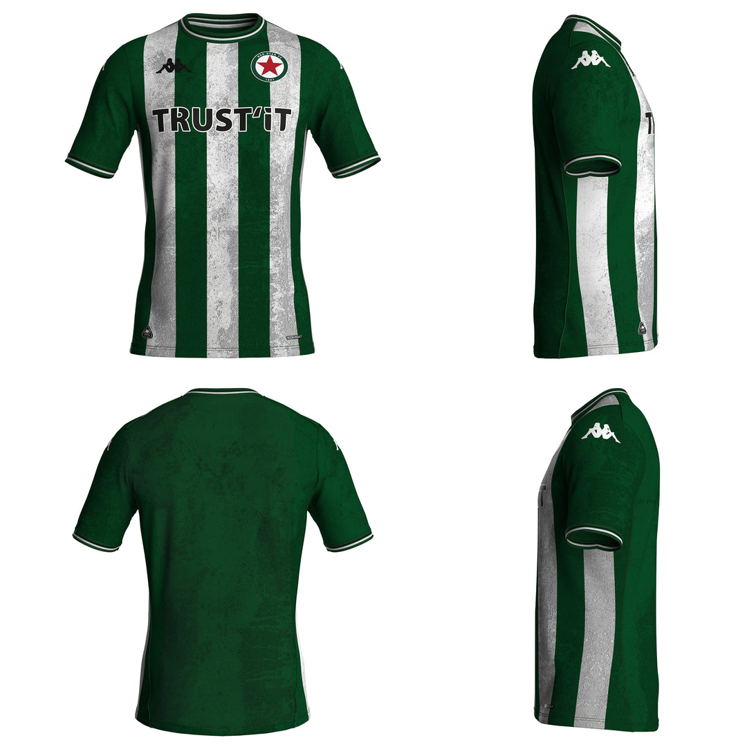 Green Men's Red Star Football T-Shirt with Team Patch 01