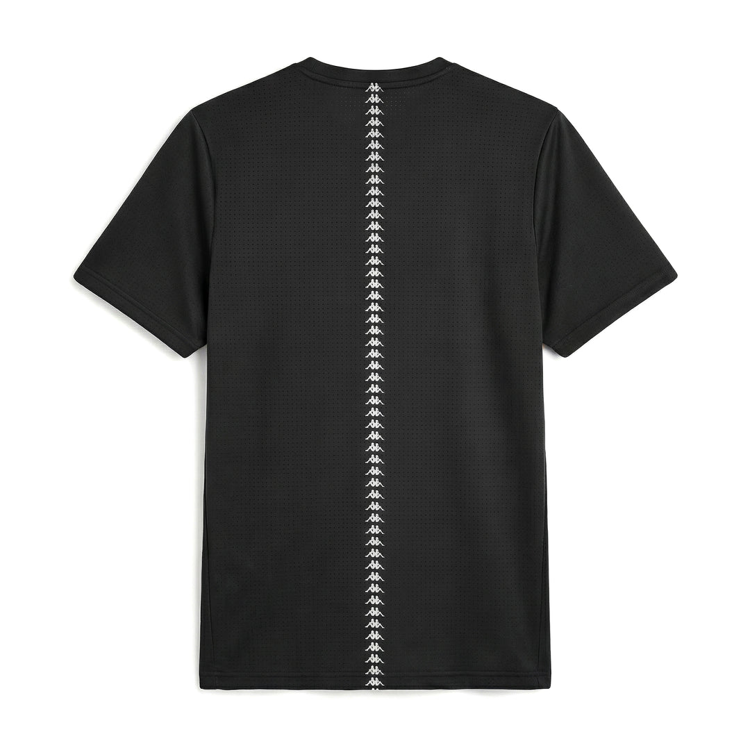 T-shirt de course noir pour homme, coupe classique, en jersey extensible main