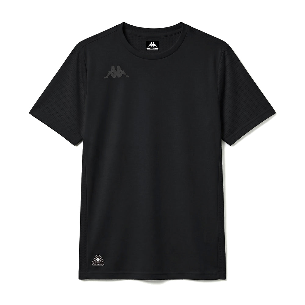 T-shirt da allenamento sportiva da donna nera vestibilità regolare in tessuto tecnico 02