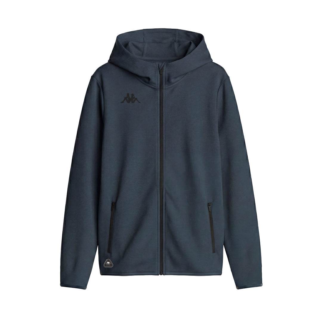 Felpa con cappuccio e zip intera da uomo vestibilità regolare blu ideale per l'allenamento main