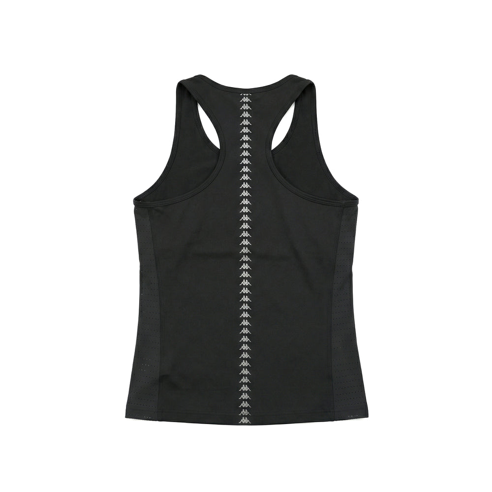 Camiseta de tirantes negra de corte ajustado para mujer confeccionada en punto elástico 02
