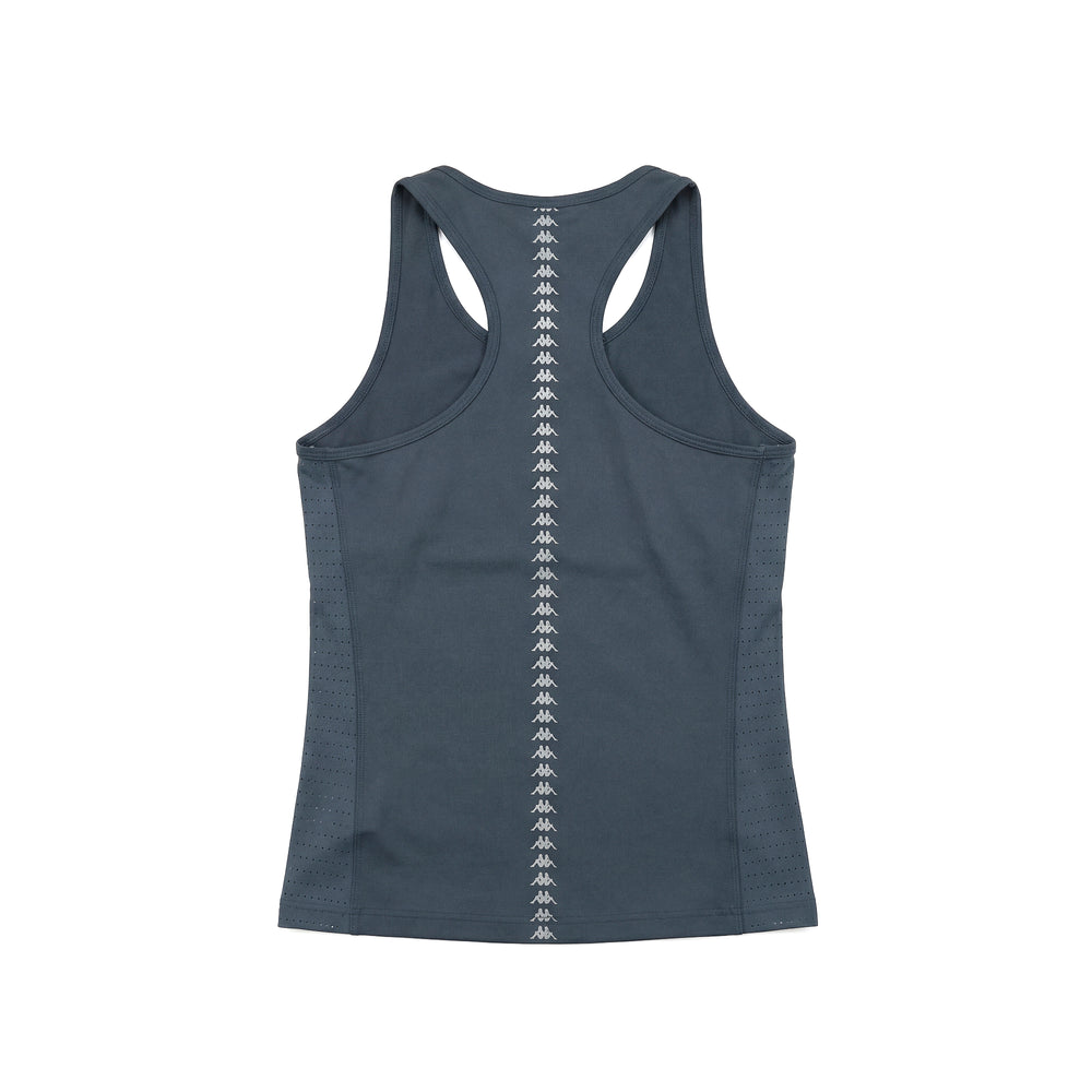 Camiseta sin mangas azul de punto elástico ajustado para mujer ideal para correr 02
