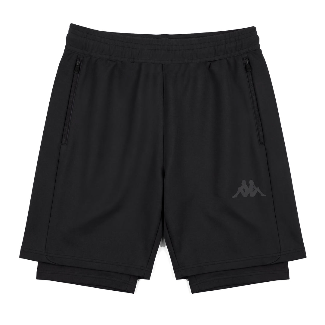 Short de sport noir pour homme, coupe ajustée, en tissu extensible tissé main