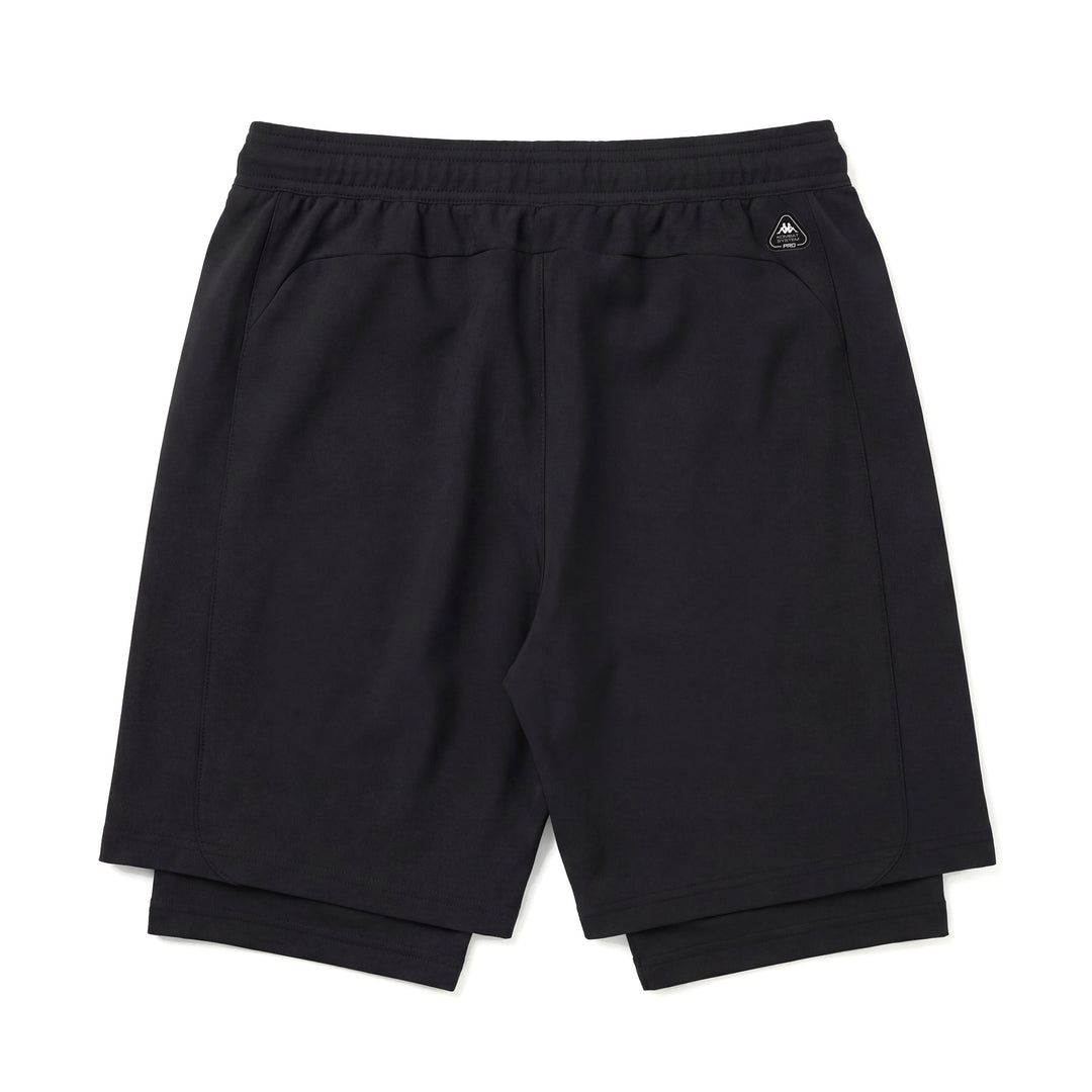 Short de sport noir pour homme, coupe ajustée, en tissu extensible tissé main