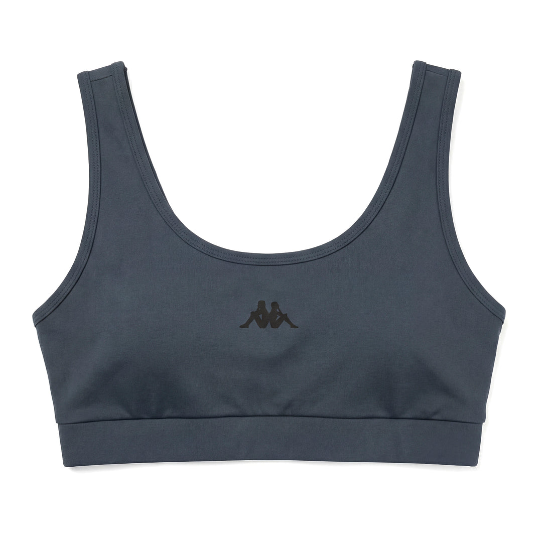 Top de entrenamiento azul ajustado para mujer en tejido elástico 01