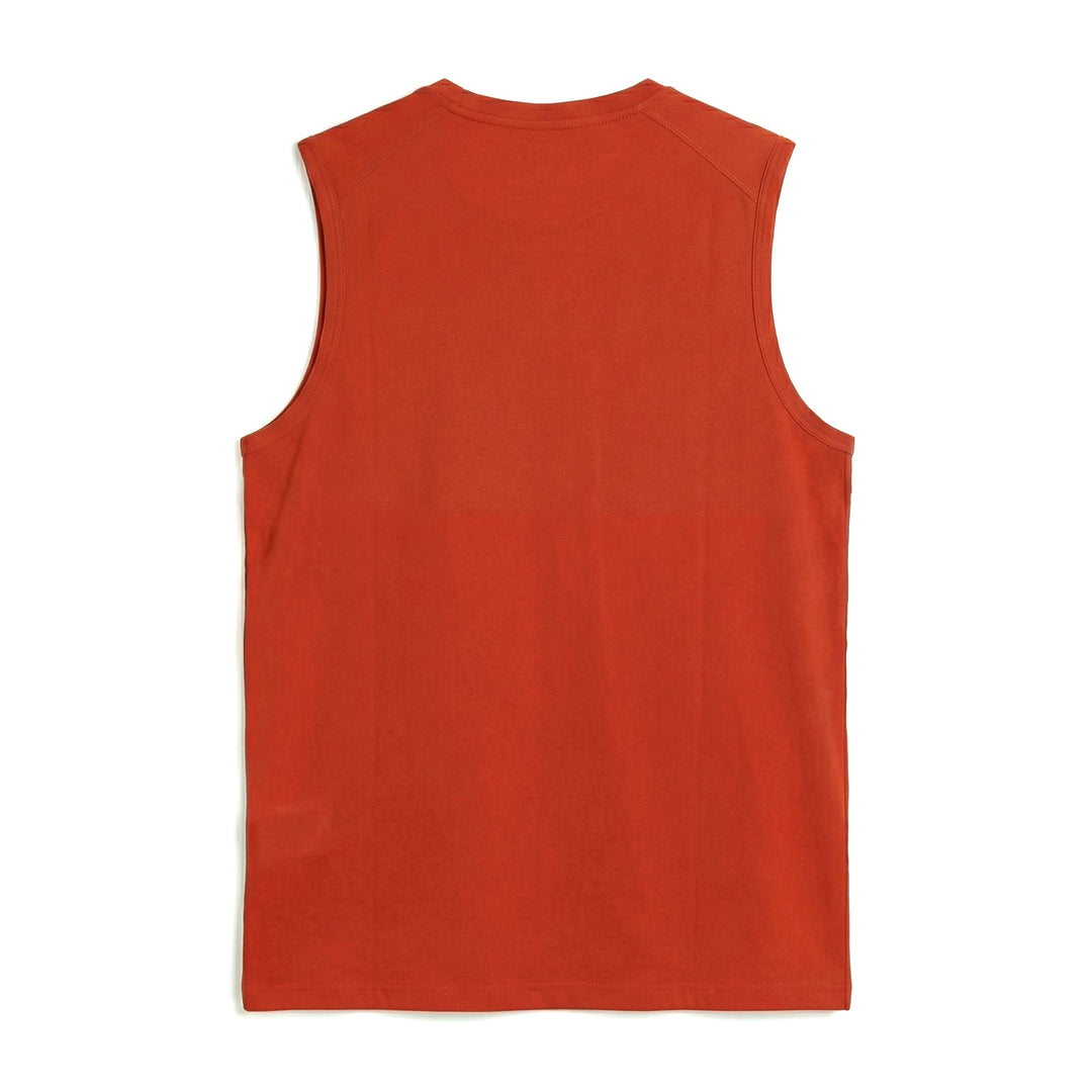 Débardeur d'entraînement orange pour homme, coupe classique, en jersey extensible main