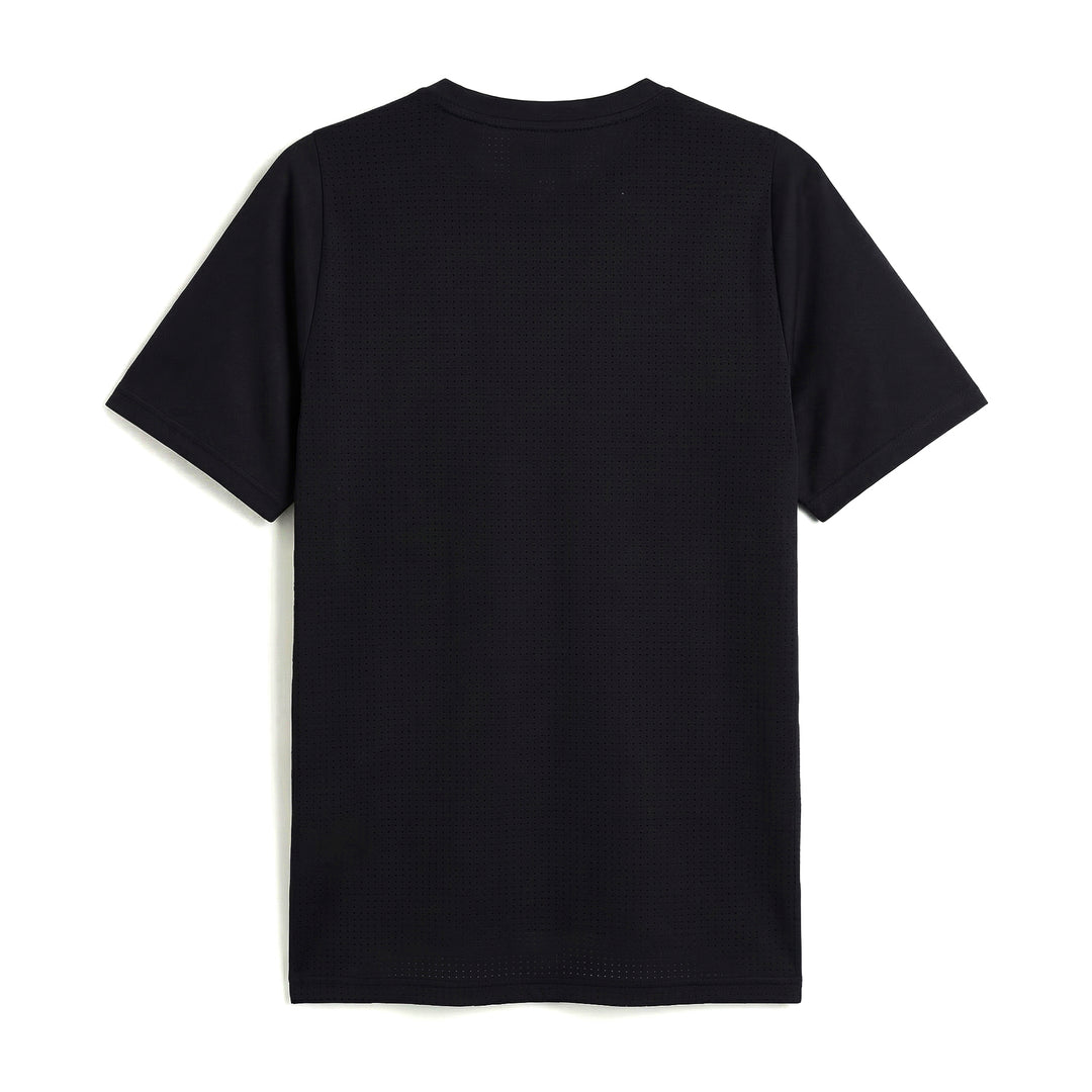T-shirt d'entraînement stretch noir pour homme, coupe classique, en tissu mesh main