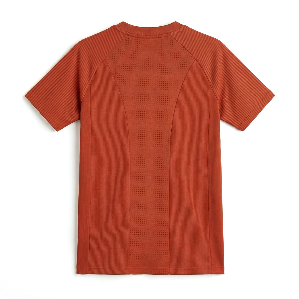 T-shirt d'entraînement sans coutures, coupe classique, orange pour homme 02